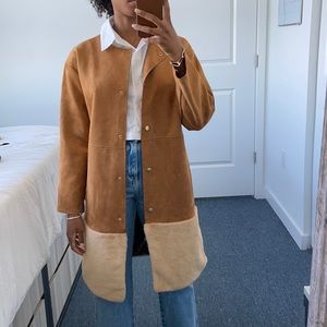 Camel Coat with contrasting faux suede
